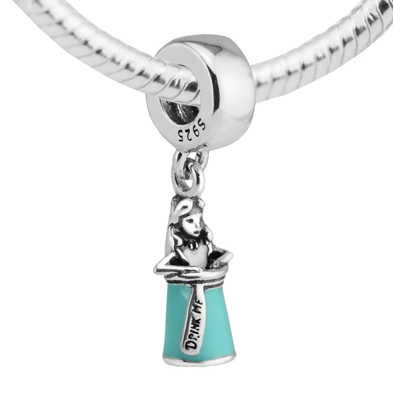 QANDOCCI 925 Стерлинговое Серебро ювелирные изделия Алиса в бутылке серебристый