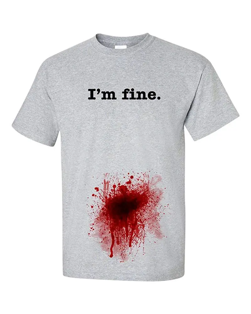 Мужская Дизайнерская футболка I'M Fine Blood Stained удобная повседневная 2019|Мужские