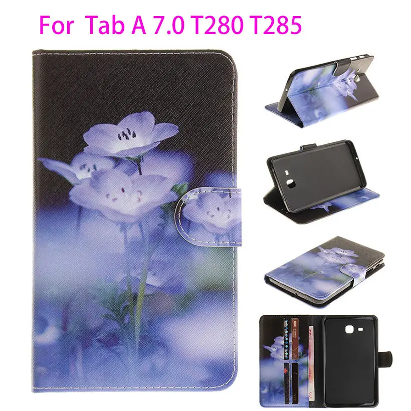 Для Samsung Galaxy Tab A a6 7 0 2016 SM T285 T280 чехол с мультяшным принтом TPU + PU кожаный подставка