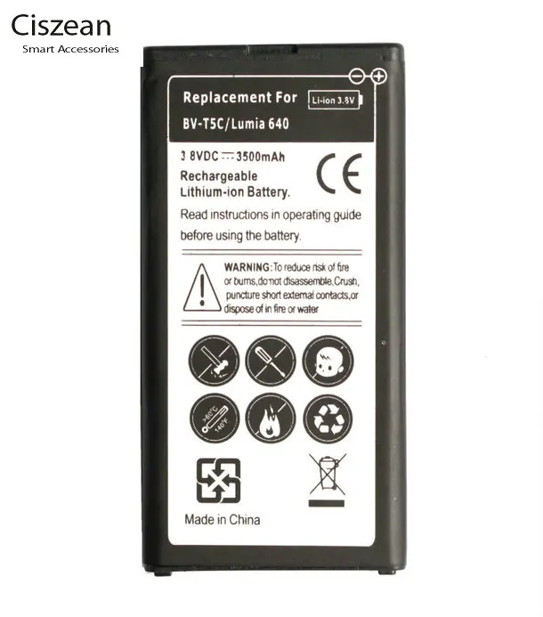 Запасной аккумулятор Ciszean 1x3500 мАч для Nokia Lumia 640 BV T5C LTE AT&T телефона батареи #33