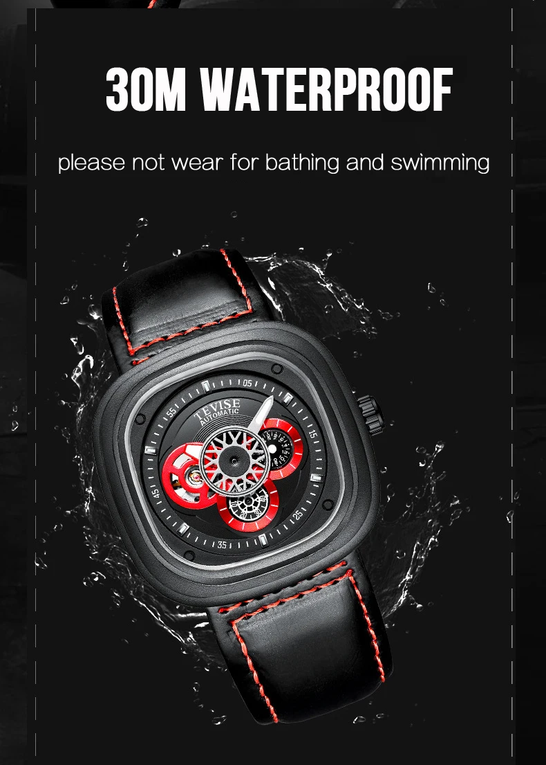 Tourbillon Мужские автоматические механические часы Montre Homme Топ бренд Tevise Бизнес Спортивные военные часы мужские наручные часы Relogio