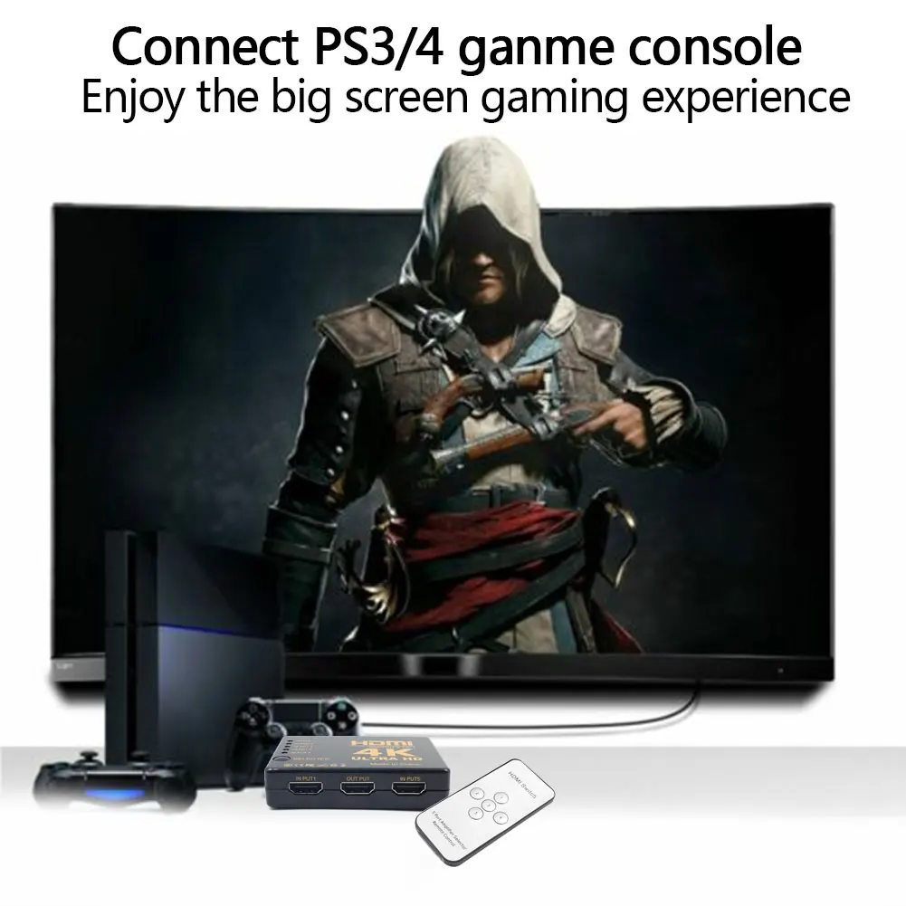 4K * 2K HDMI коммутатор Slector Splitter Hub 5 в 1 Out с пультом дистанционного управления для HDTV