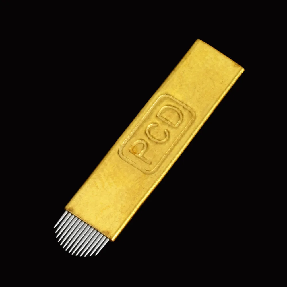 50 шт. профессиональные PCD 14pin u-образные микроблейдинг иглы для тату Перманентный
