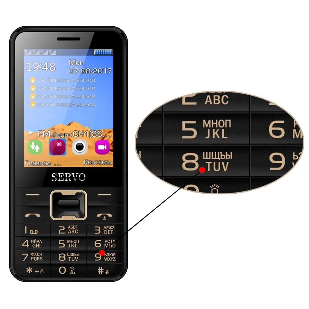 Russian button Black SERVO V8100 2,8 дюймов 4 sim-карты 4 резервный телефон Bluetooth фонарик FM GPRS GSM мобильные телефоны с русской клавиатурой мобильный телефон - Цвет: Russian button Black