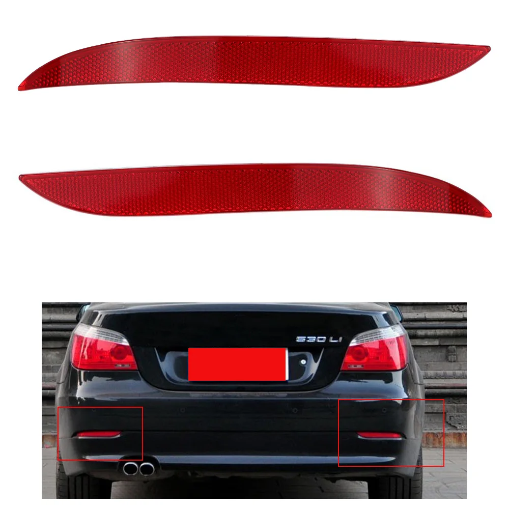 

Red Lens Left / Right / Pair Rear Bumper Reflector Warn Light for BMW E60 E61 08-10 63147183914