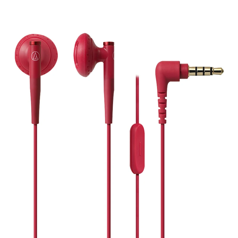 RED Оригинальные наушники Audio-Technica ATH-C200IS, проводные наушники-вкладыши, музыкальные наушники с проводным управлением и микрофоном для huawei Xiaomi - Цвет: RED