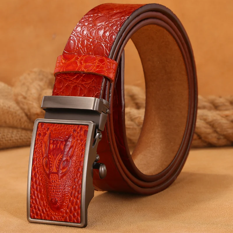 Ремень из натуральной крокодиловой кожи с автоматической пряжкой|automatic belt men|mens