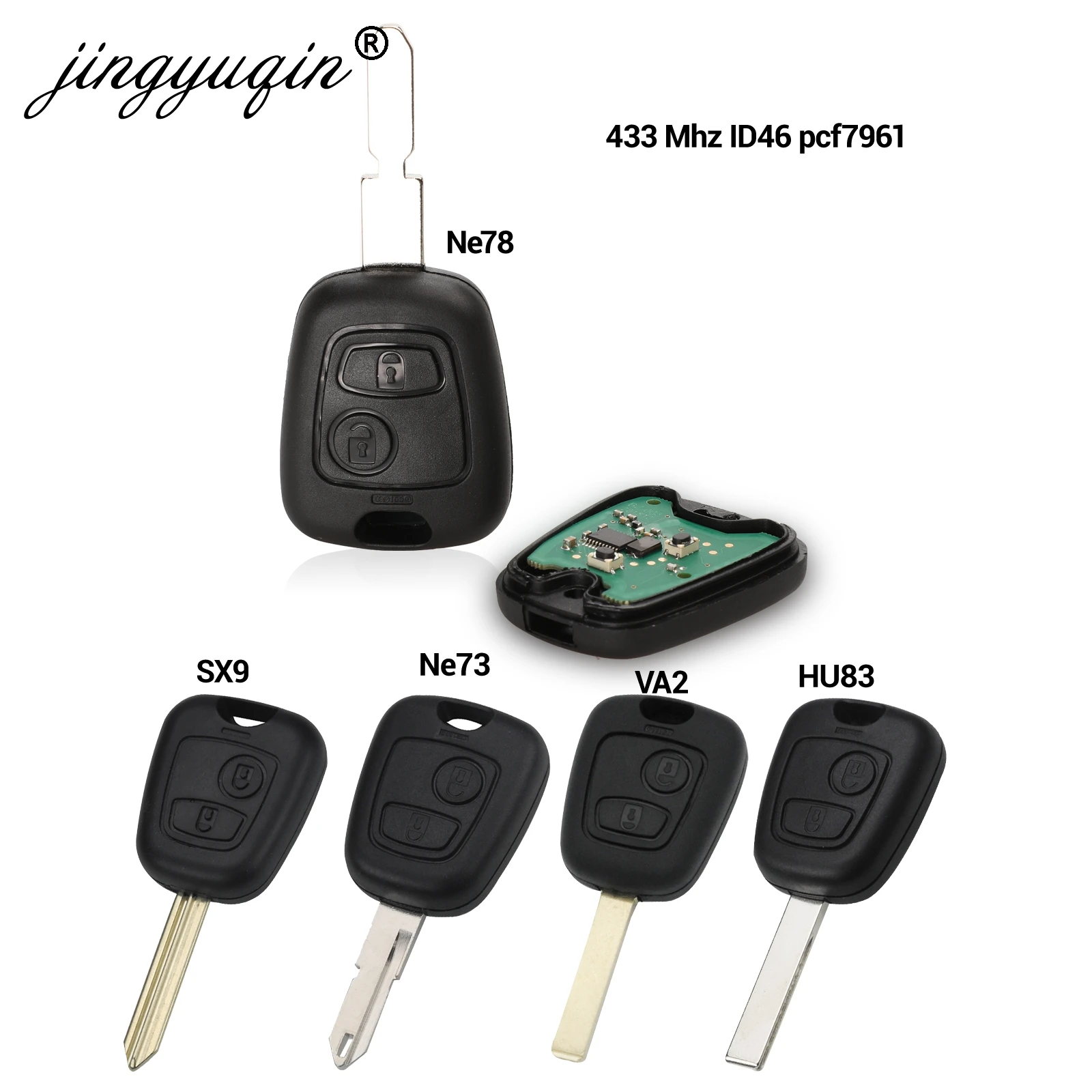 5 шт. 434 МГц ID46 2 кнопки дистанционный ключ для Peugeot 207 307 407 206 306 406 Citroen Saxo Picasso Xsara Berlingo