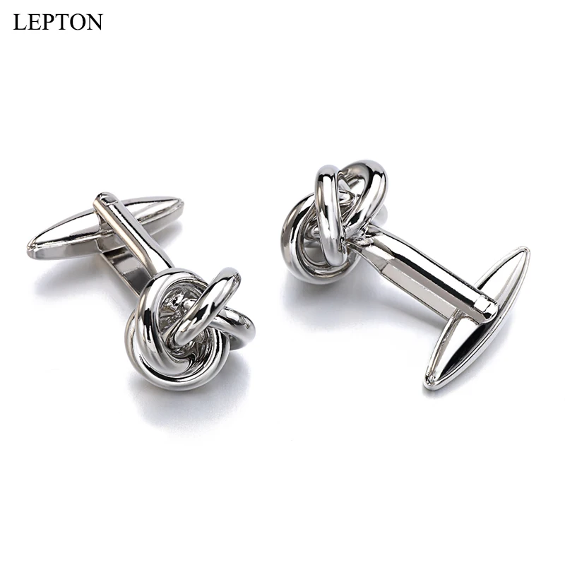 Горячая Распродажа серебряный цвет металлические запонки в форме узла ювелирные