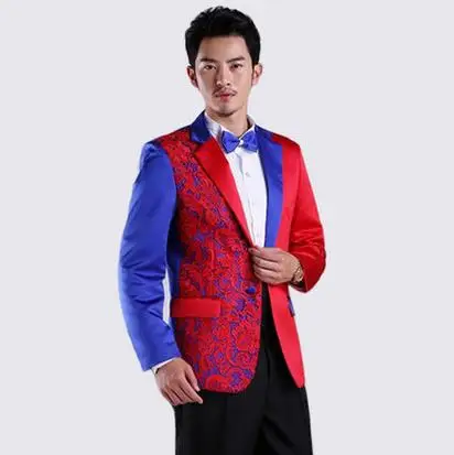 Мужской костюм новинка смешанные цвета красные и синие костюмы мужские куртки