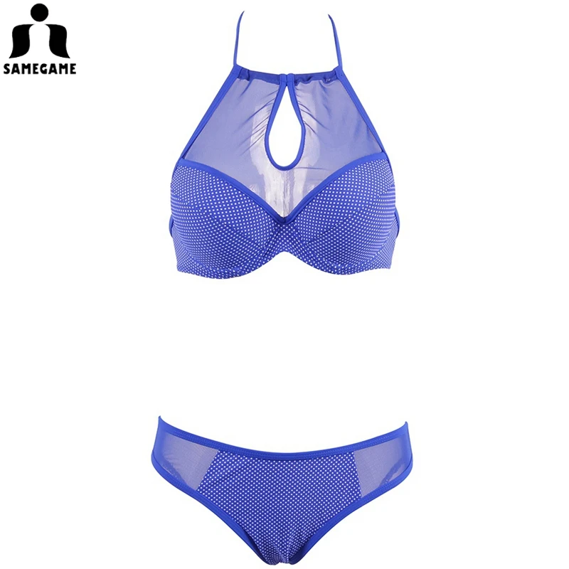 Женский купальник в горошек SAMEGAME бразильский купальник-бикини пуш-ап с лямкой на