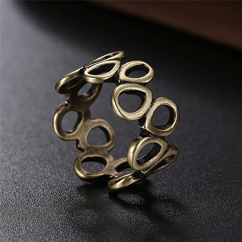 Tiger Totem Free Shipping Antique Bronze Rings men women Vintage punk fashion Hollow round Jewelry finger spinner bague femme | Украшения и
