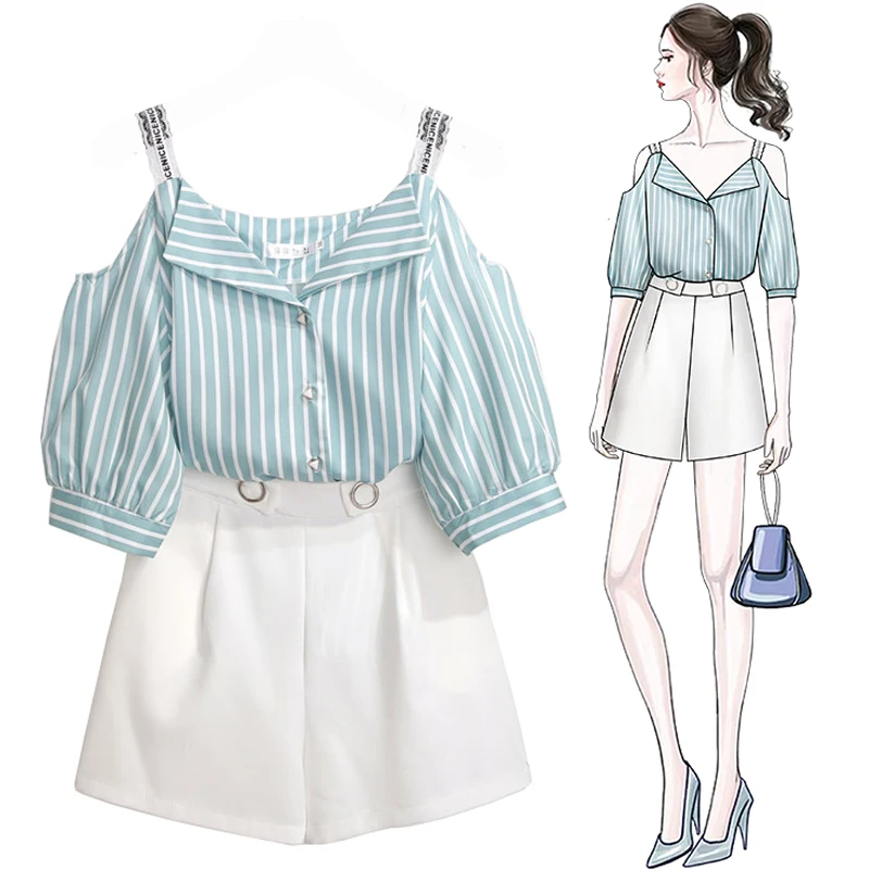 Trytree/летний женский костюм из двух предметов повседневный полиэстер v образный