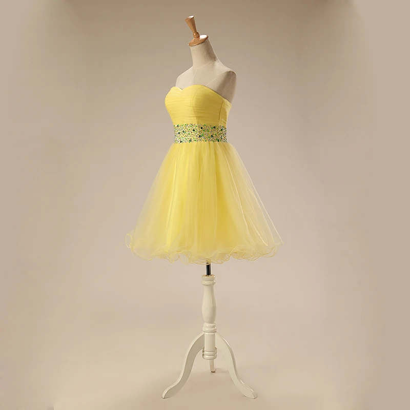 Forevergracedress 2017 линия желтый цвет Homecoming платье Милая бисером тюль Короткие плюс