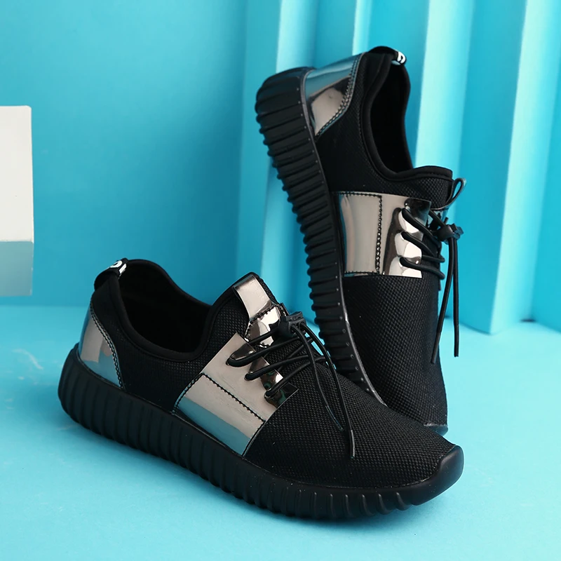 Sneakers Running Shoes Lightweight Sports PU Sole Men Women Shoes Girl Mesh Brand Breathable Couple Shoe Gold And Black Canvas