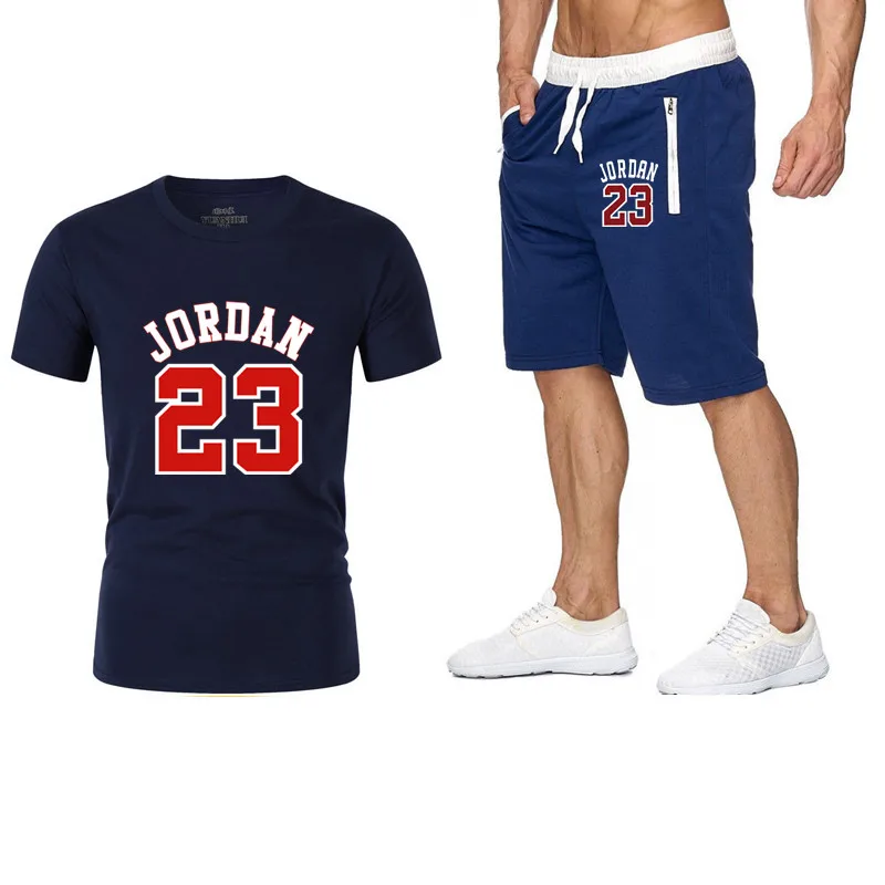Комплект из двух предметов, мужская одежда jordan 23, футболка, шорты, летний короткий комплект, спортивный костюм, мужской спортивный костюм, спортивный костюм для бега, баскетбольная майка