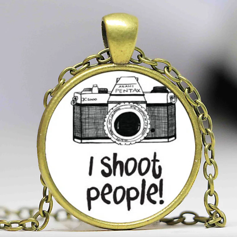 Бесплатная доставка Я стрелять в людей Камера фотографии черно белое колье