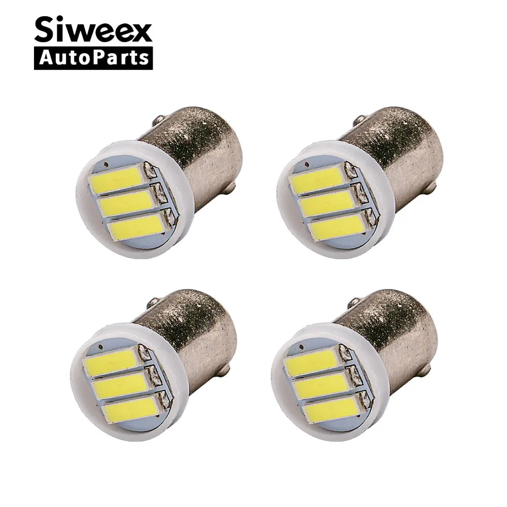 4 шт. BA9S Светодиодные лампы T4W 3-7020 SMD автомобильные дверные боковые габаритные для