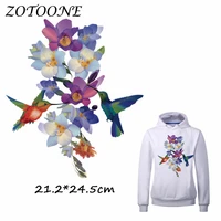 zotoone big bird flower patch for clothing iron on garment heat transfer washable badges diy accessory t shirt applique patches