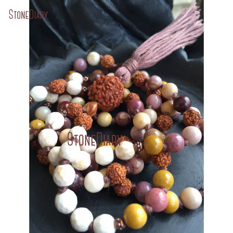 Ожерелье из натурального камня с узелком ручной работы для йоги NM10968|yoga necklace|mala