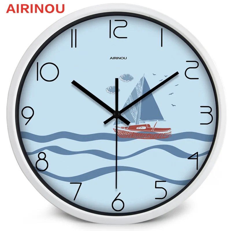 Airinou мультфильм милые забавные парусные металлические настенные часы детская