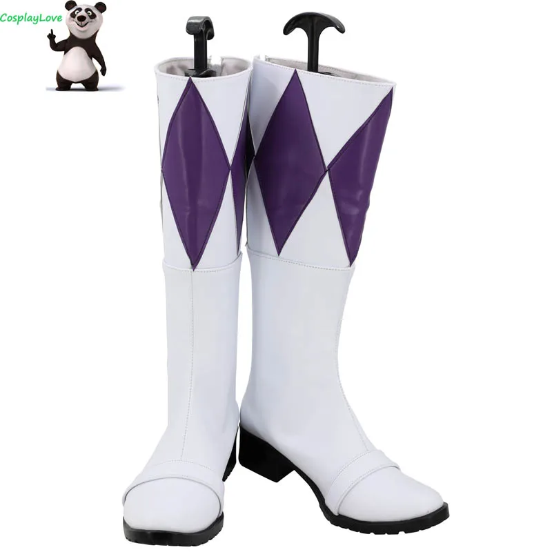 

CosplayLove Super Sentai Cosplay White and Purple KYORYUSENTAI ZYURANGER Cosplay Shoes Long Boots Custom Made