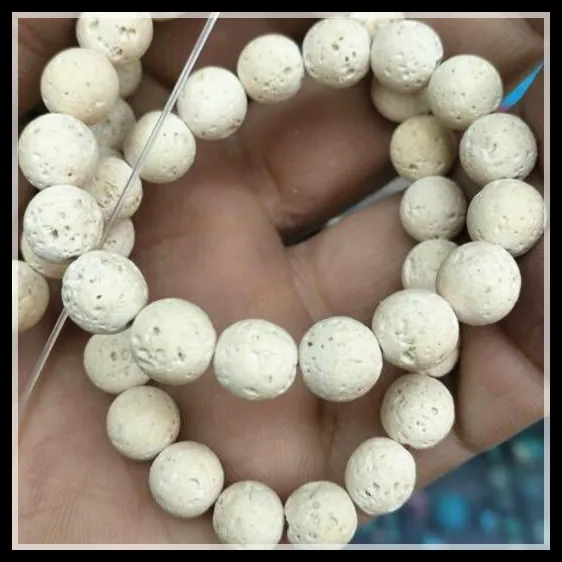 48 шт. оптовая продажа белый лавовый камень круглые шарики лавовые бусины