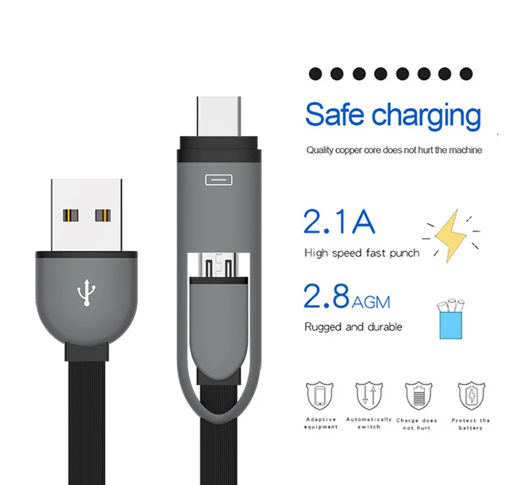 Чехол 2 в 1 1 м USB кабель mi cro type C кабель для samsung S8 S9 Xiaomi mi x 2S huawei Honor 10 P20 быстрое зарядное устройство выдвижной