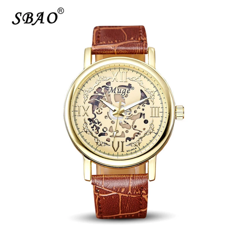 SBAO мужские выдолбленные часы Роман конвейерные весы модно восстановление