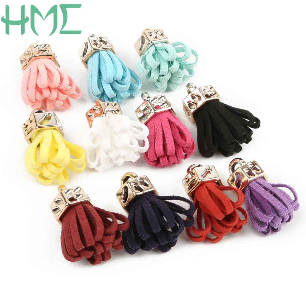 

25mm 30-60pcs/bag Mixed Suede Bead Cap Charm Pendant Tassel For DIY Earring Necklace Keychain Accessories Jewelry Making Hanging