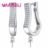 geometric design 925 sterling silver women hoop earrings components cubic zircon handmake diy jewelry accessories