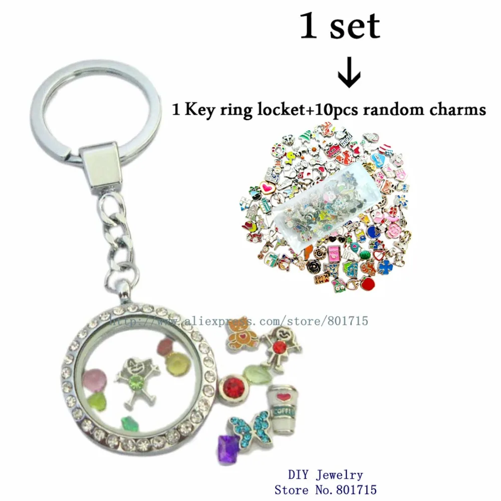 Магнитный плавучий движущийся памяти брелок с медальоном 10 шт. плавающей