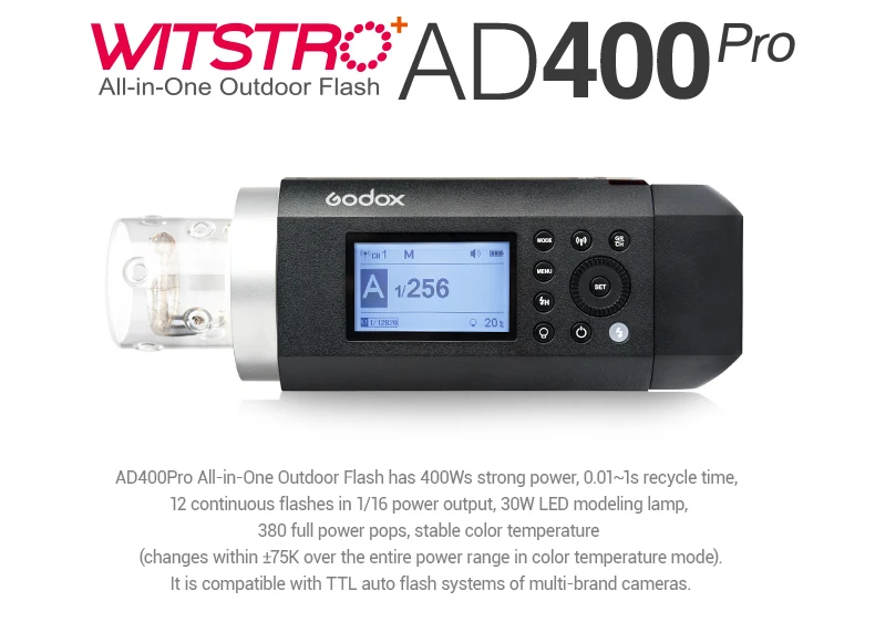 Godox AD400 Pro WITSTRO все-в-одном открытый ttl HSS 1/8000s вспышка 400Ws Встроенная 2,4G Беспроводная система X для Canon Nikon sony Fuji