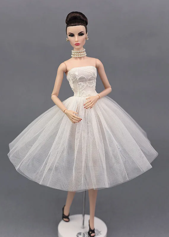 Белое сексуальное короткое платье для куклы Барби цельное вечернее Vestido Одежда