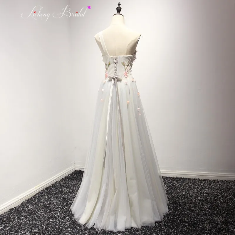 Lc люкс gray evening dress 2017 из бисера цветы пром платья ona плечо сексуальная спинки