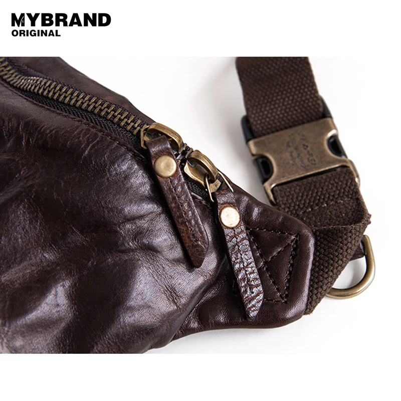 MYBRANDORIGINAL нагрудная сумка для мужчин из натуральной кожи Мужская винтажная