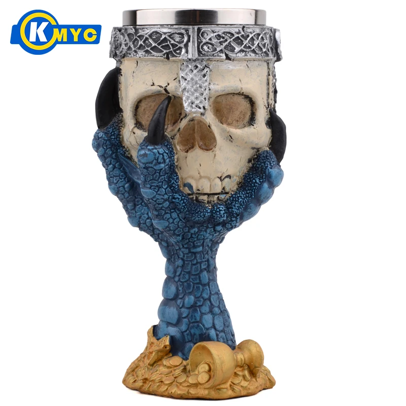 Kmyc Нержавеющая сталь Кубок 3D череп скелет коготь Бокалы под вино Стекло пивные