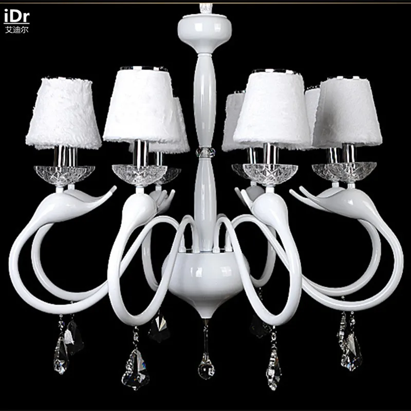 

Modern minimalist white paint Iron Swan head crystal lamps bedroom living room Chandeliers wwy-0061