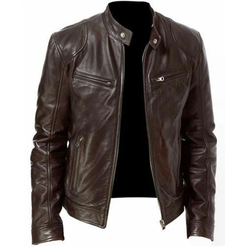 New Spring Autumn Men Tactical PU Leather Jacket Coat Slim Casual Motorcycle Military Bomber Jacket-A | Мужская одежда