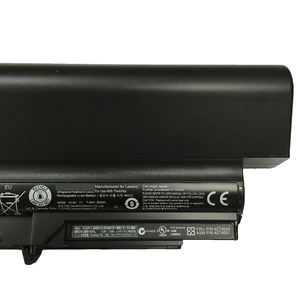 85 Вт Новый аккумулятор для ноутбука lenovo ThinkPad T61 r400 R61 r61i t400 43r2499 42t4644