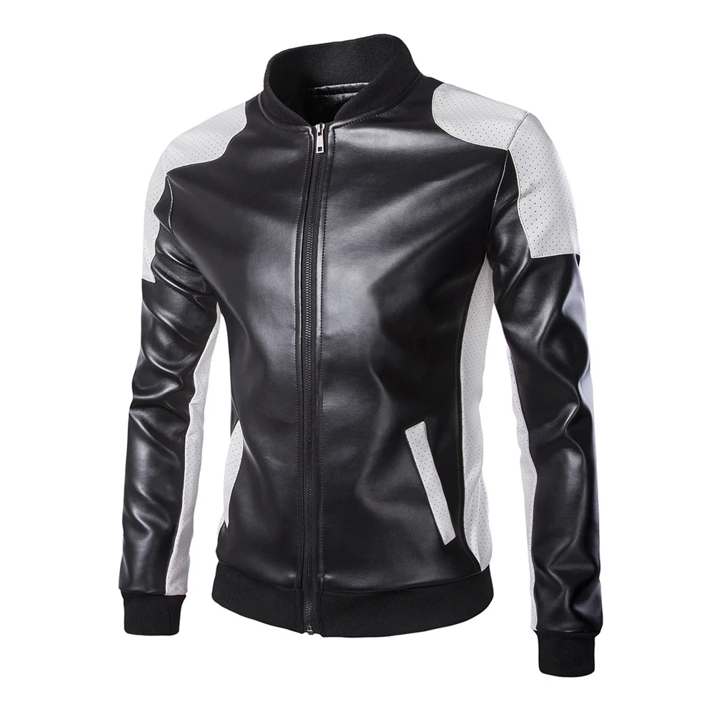 black HEROBIKER мотоциклетная куртка Мужская винтажная Ретро панк куртка из искусственной кожи ветрозащитная теплая Классическая мотоциклетная куртка со стоячим воротником - Цвет: black