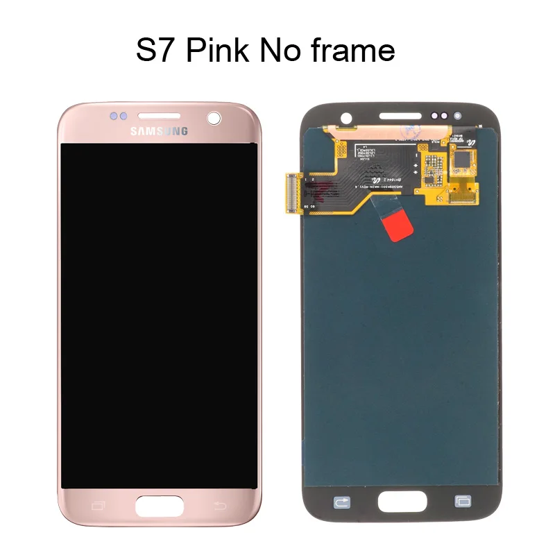 5," с ЖК-экраном для SAMSUNG Galaxy S7 G930 G930F, кодирующий преобразователь сенсорного экрана в сборе - Цвет: Pink No frame
