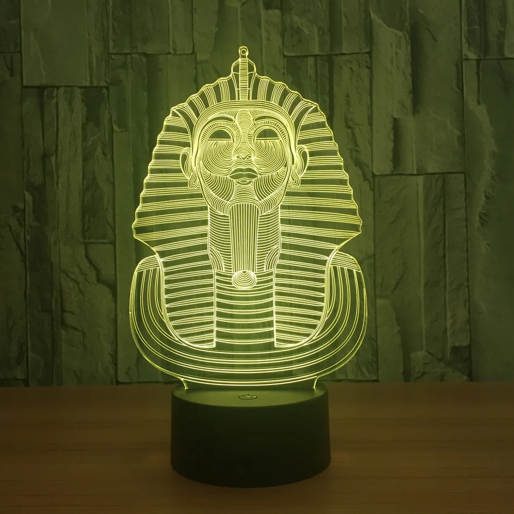 

Egyptian Pharaoh Led 3d Lamp Acrylic Bedroom 3d Night Lamp Mini Remote Touch switch Lovely 7 color change Kids Lights Lamps