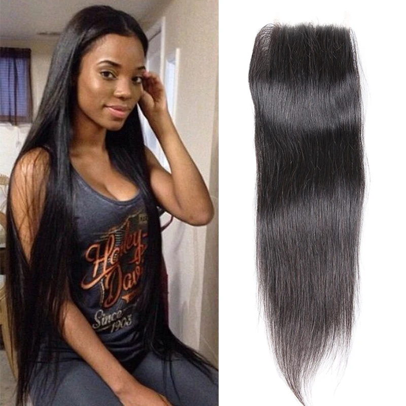 Бразильский Девственные Волосы С Закрытием Прямые 3 Связки Бразильские