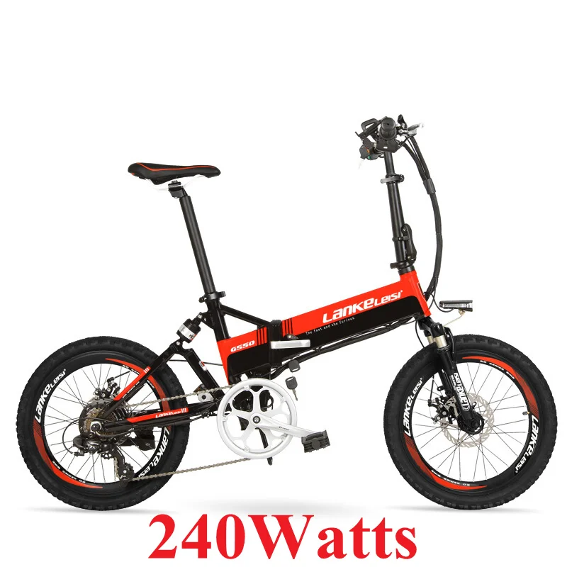 RDBK 240 Watts G550 500 W/240 W Мощный 20 дюймов электрический велосипед, Алюминий складной велосипед, е-байка 36В 13.8Ah большой Ёмкость Батарея, ребёнка ройялас подвесом вилка - Цвет: RDBK 240 Watts