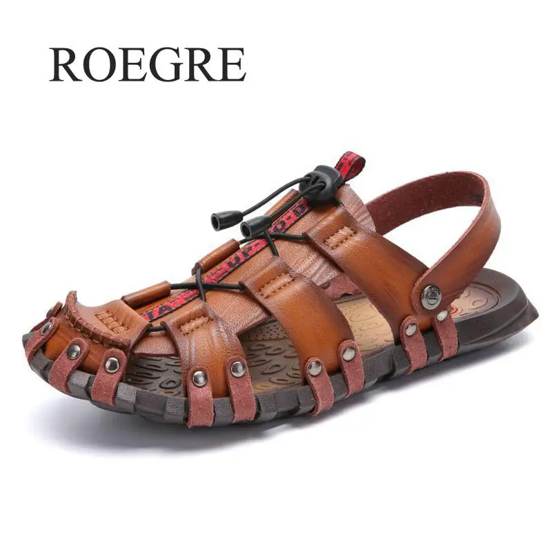 Сандалии мужские из натуральной кожи пляжные босоножки летняя обувь 2019|Сандалии|