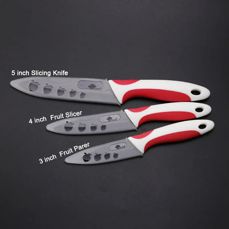 RED WHITE HANDLE Керамические ножи 3, 4, 5 дюймов, набор кухонных ножей шеф-повара для нарезки овощей и фруктов, набор инструментов для приготовления пищи - Цвет: RED WHITE HANDLE