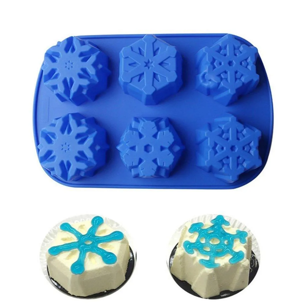 Силиконовые 6cavity форма для выпечки тортов DIY украшения снежинки конфеты