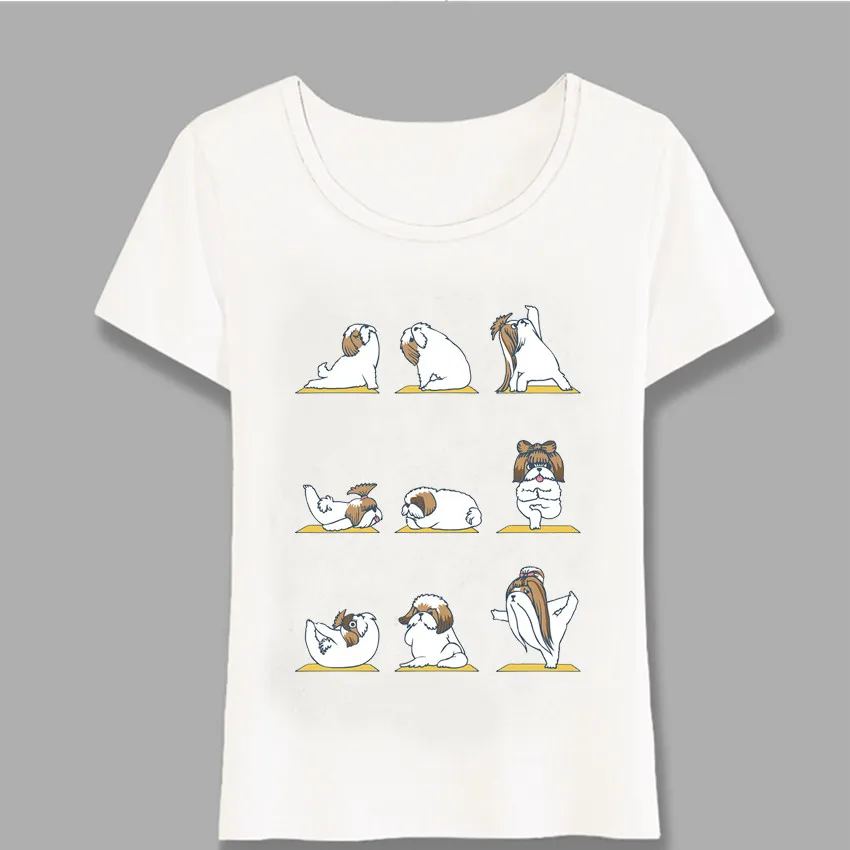 Модная красивая художественная футболка Yug Shih Tzu Yoge с животными Милая женская