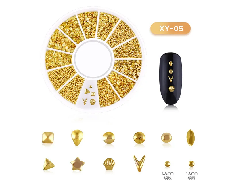 XY-05 1 коробка DIY украшения для дизайна ногтей Блеск для украшения ногтей Клей для накладных ногтей 3d Подвески для ногтей блестящие украшения из сплава - Цвет: XY-05